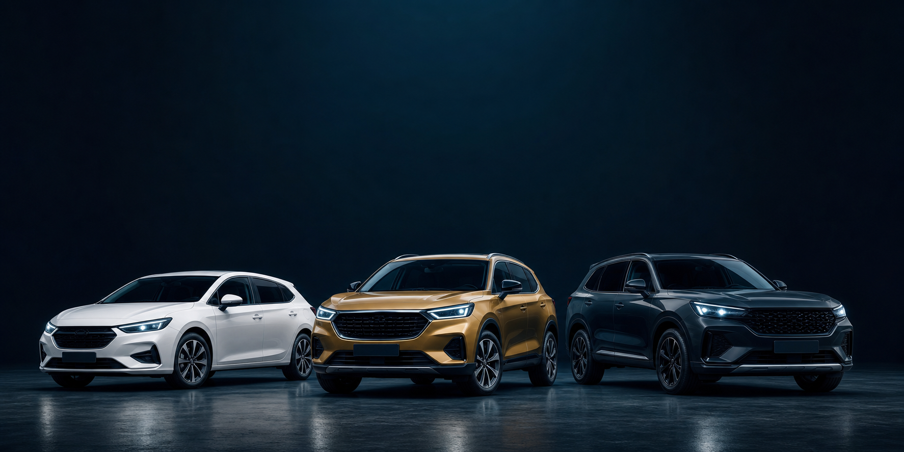 Three modern vehicles lined up for NZ vehicle finance planning