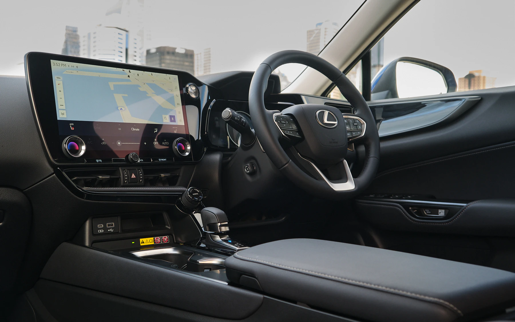 Dashboard and controls inside a modern vehicle